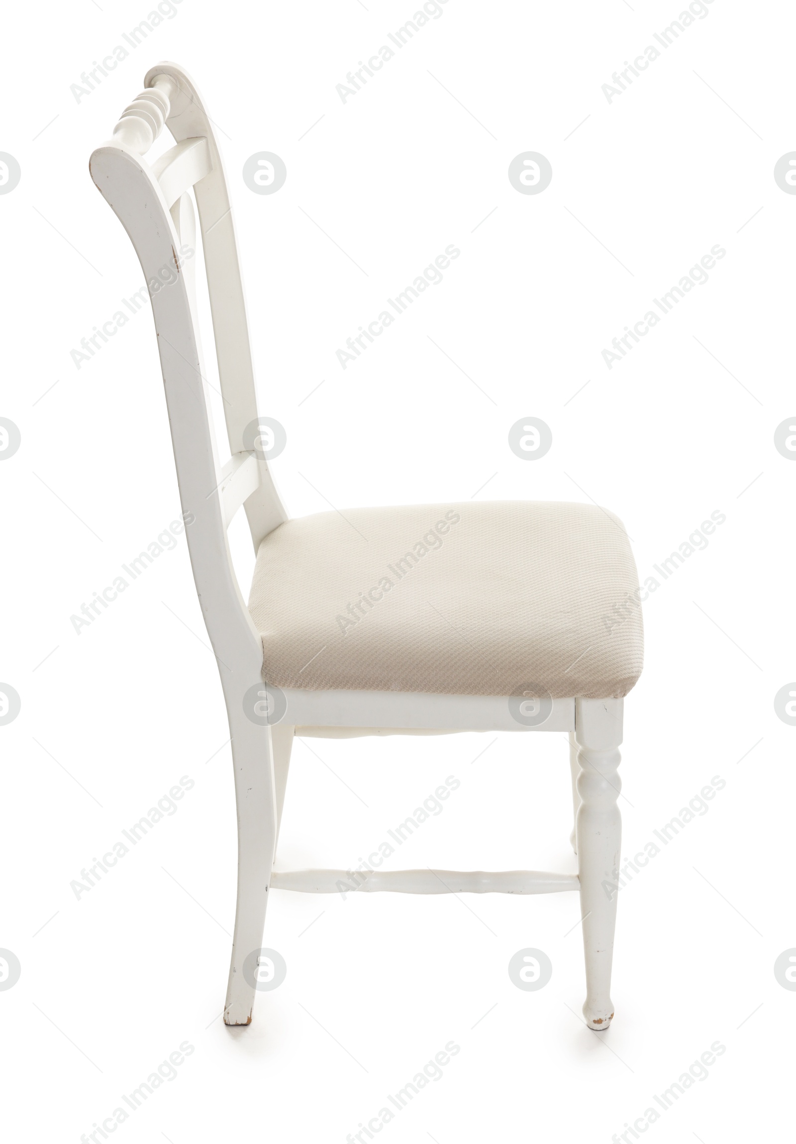 Photo of Stylish chair isolated on white. Used stuff