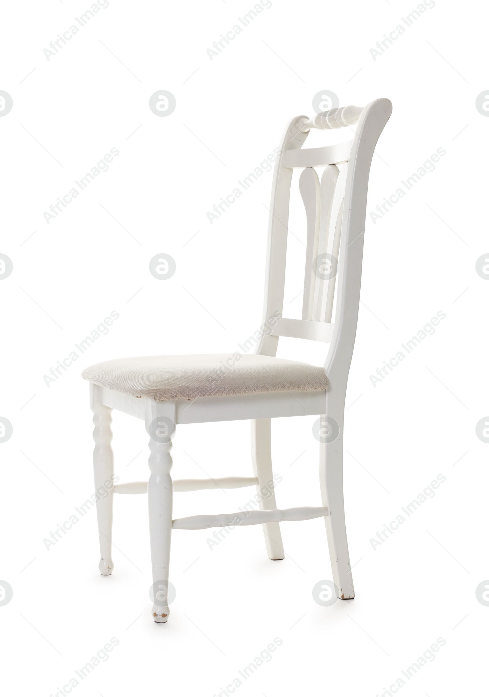 Photo of Stylish chair isolated on white. Used stuff