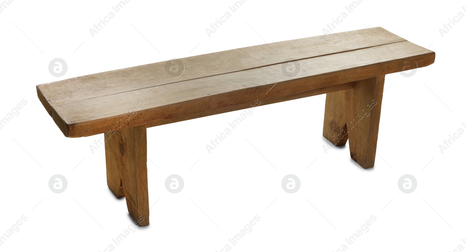 Photo of Wooden bench isolated on white. Used stuff