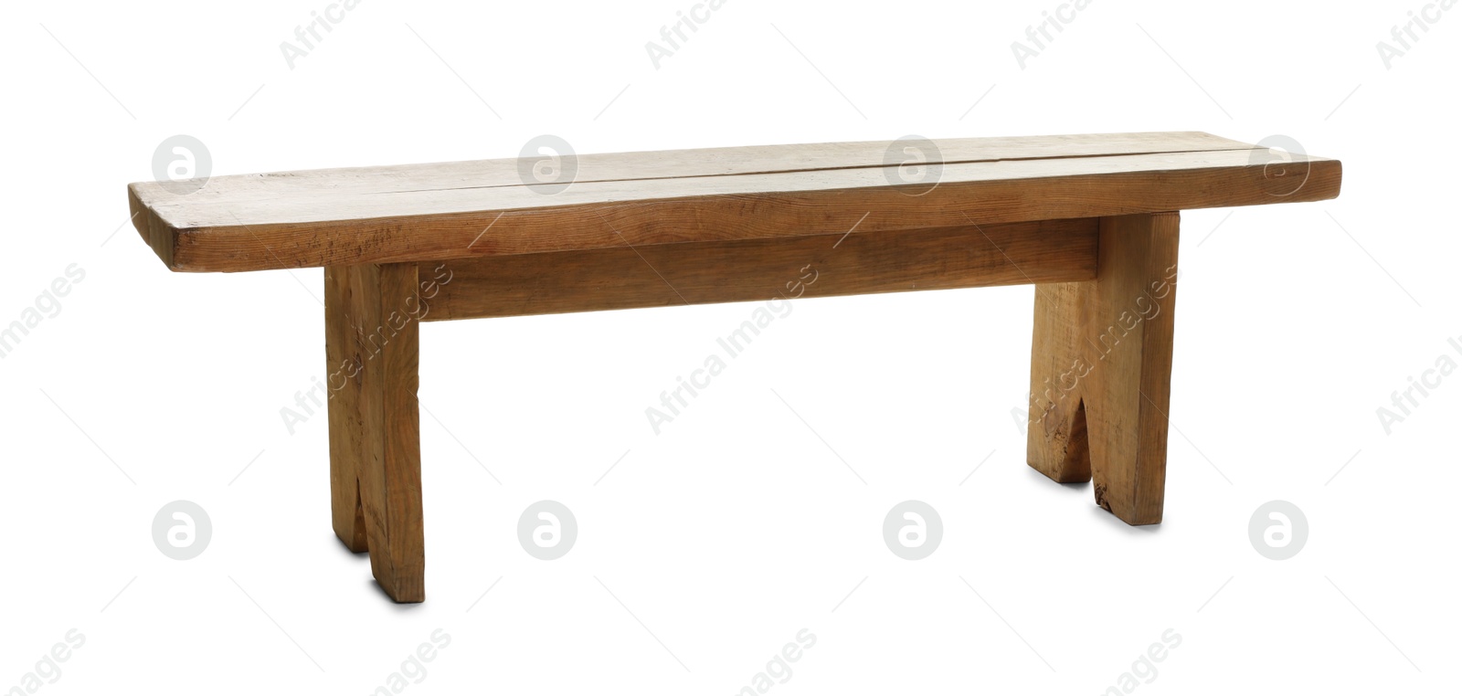 Photo of Wooden bench isolated on white. Used stuff