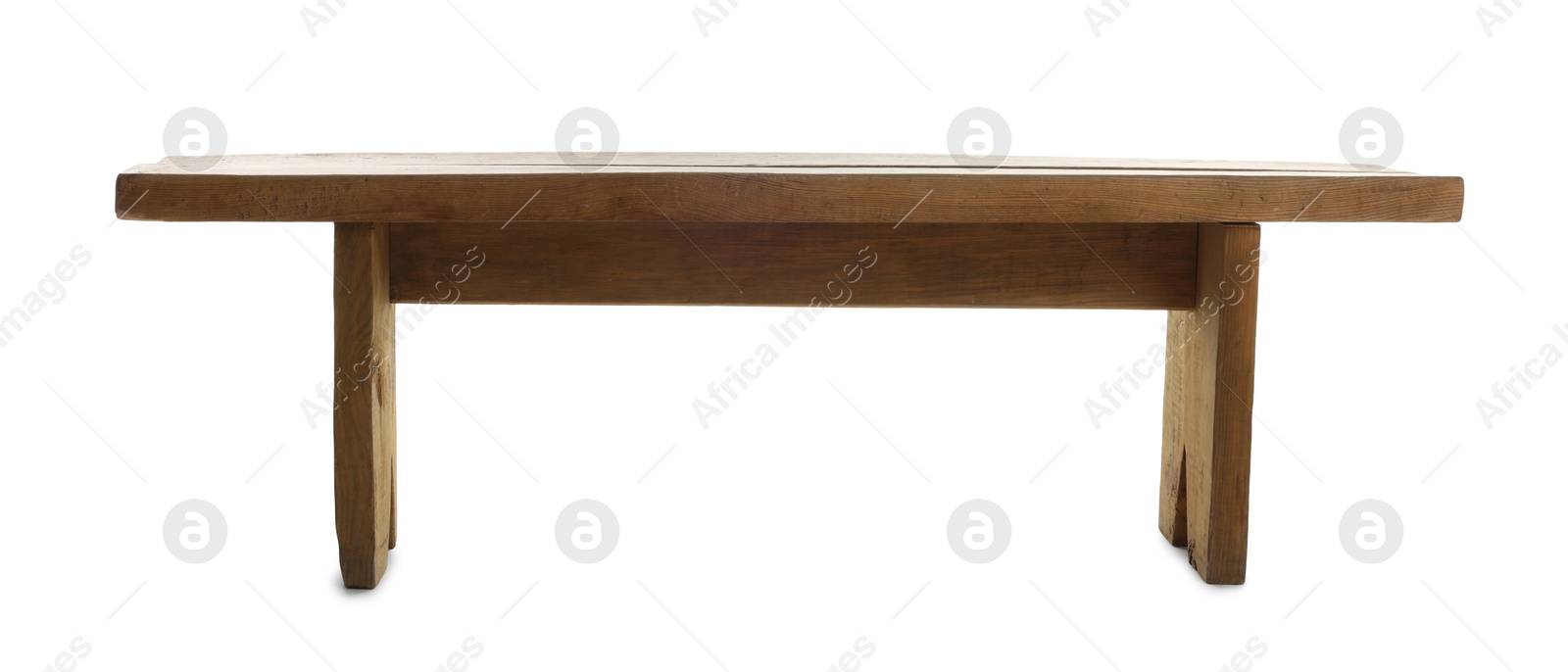 Photo of Wooden bench isolated on white. Used stuff