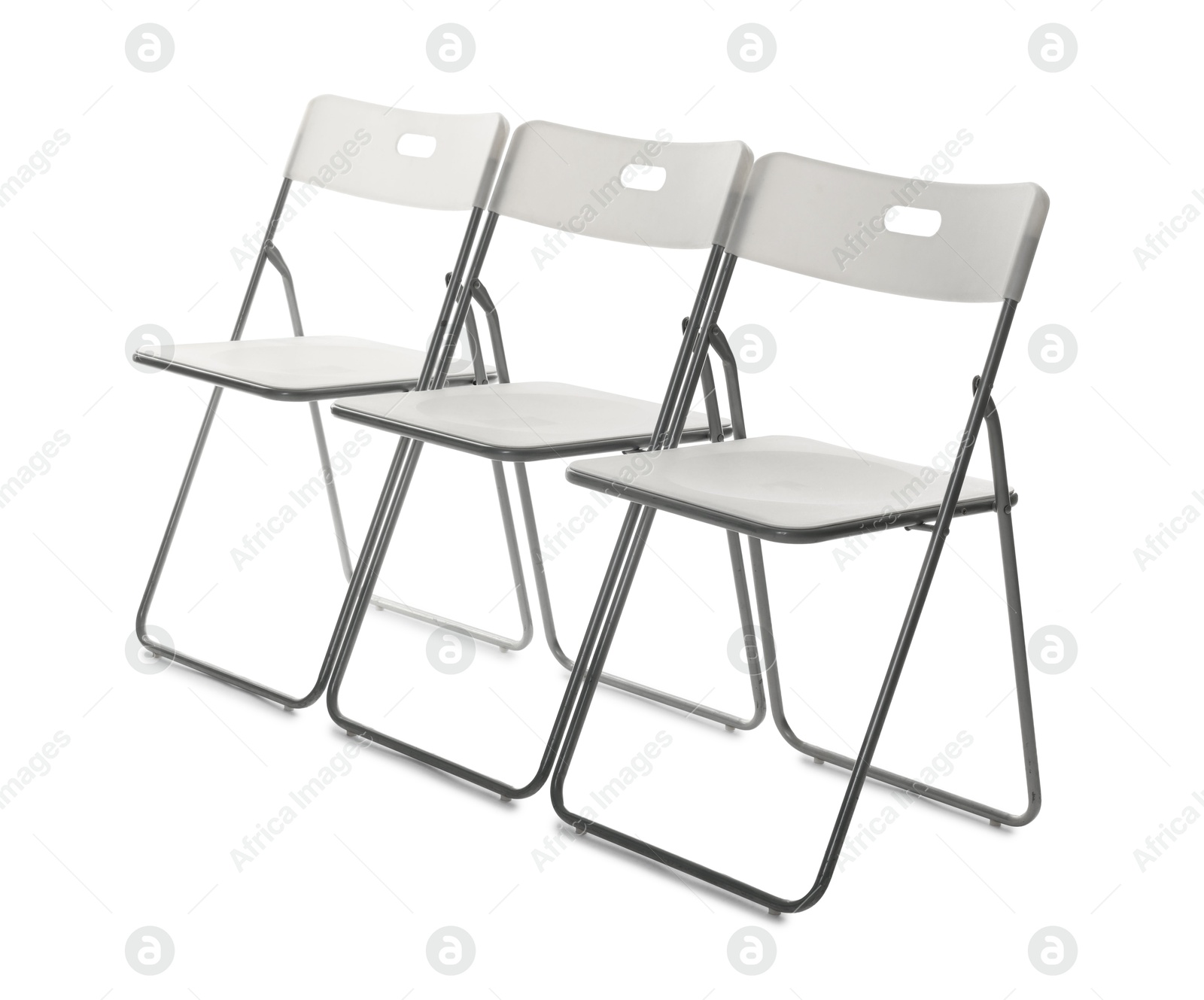 Many stylish chairs isolated on white. Used stuff Photo of Many stylish chairs isolated on white. Used stuff