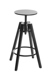 Photo of Black bar stool isolated on white. Used stuff