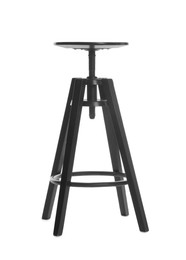 Photo of Black bar stool isolated on white. Used stuff