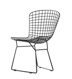 Photo of Stylish metal chair isolated on white. Used stuff