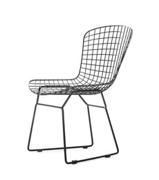 Photo of Stylish metal chair isolated on white. Used stuff
