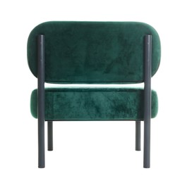 Photo of Stylish armchair isolated on white, back view. Used stuff