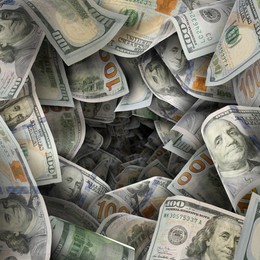 Image of Money vortex. Dollar bills swirling in air