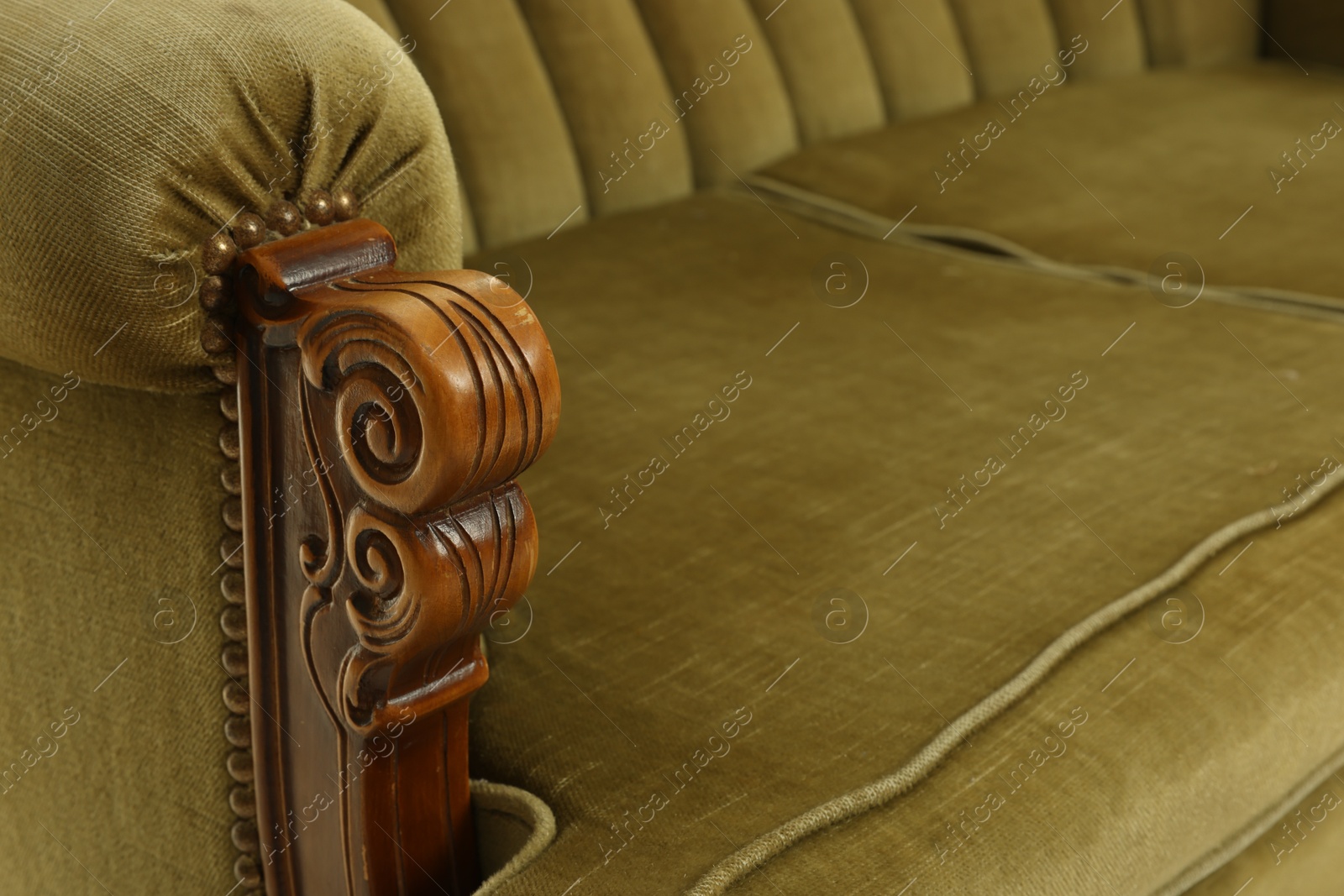 Photo of Soft sofa as background, closeup. Used stuff