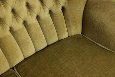 Photo of Soft sofa as background, above view. Used stuff