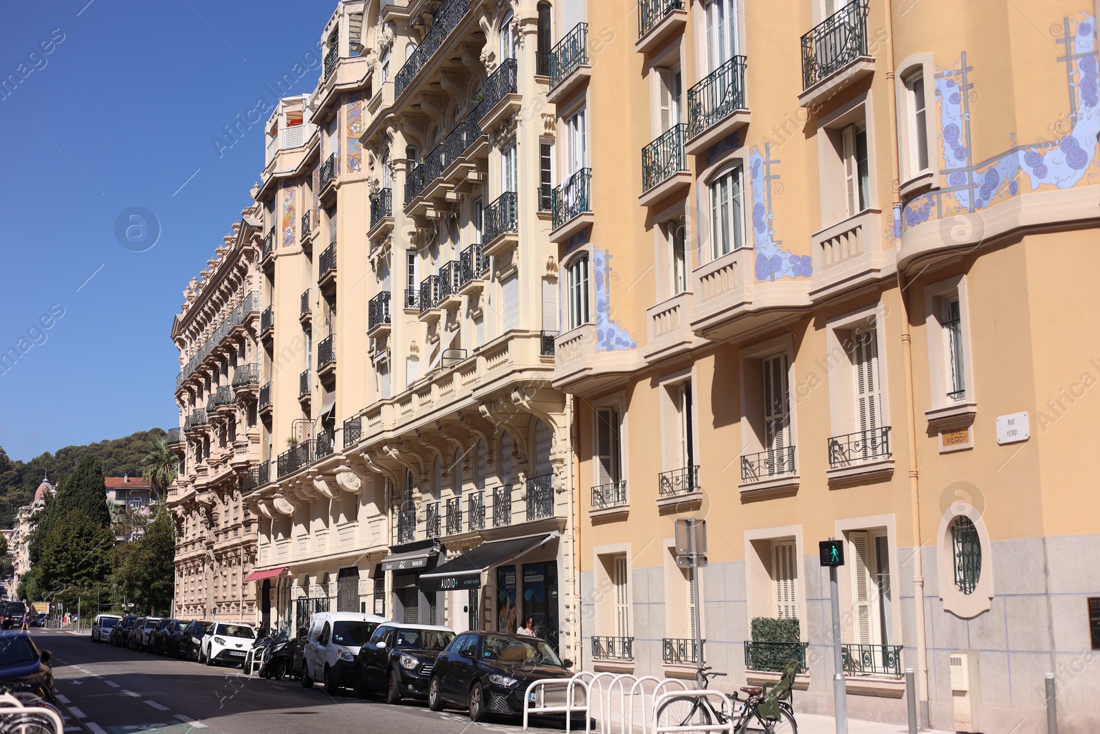 Nice, France - August 23, 2025: Beautiful building and parked cars in city Photo of Nice, France - August 23, 2025: Beautiful building and parked cars in city