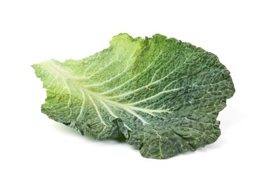 Photo of Fresh Savoy cabbage leaf isolated on white