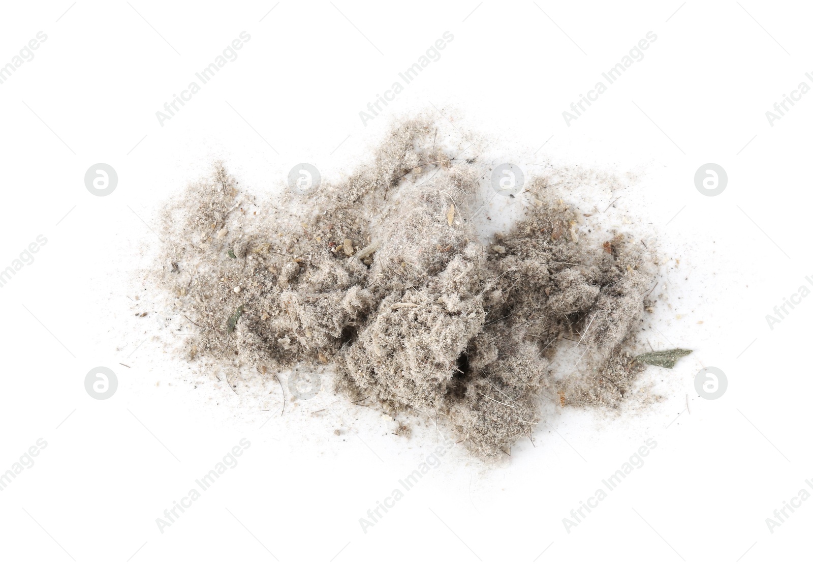 Photo of Small clumps of dust isolated on white, top view