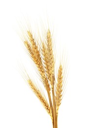 Image of Golden ears of wheat on white background