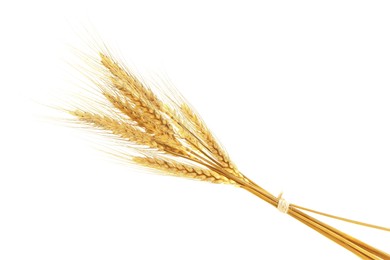 Image of Golden ears of wheat on white background