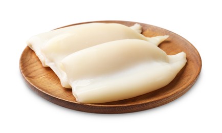 Photo of Pieces of raw squids isolated on white