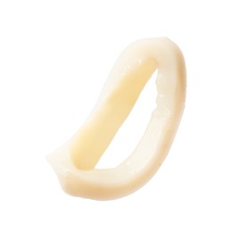 Photo of One raw squid ring isolated on white
