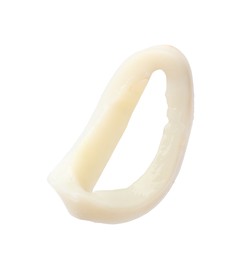Photo of One raw squid ring isolated on white