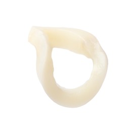 Photo of One raw squid ring isolated on white