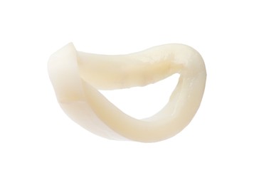 Photo of One raw squid ring isolated on white