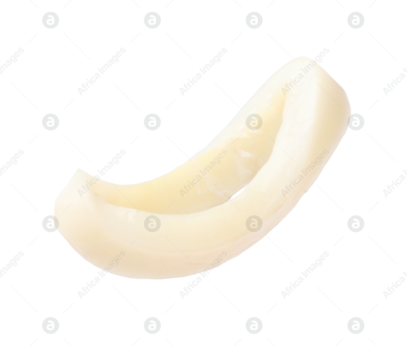 Photo of One raw squid ring isolated on white