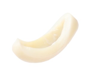 Photo of One raw squid ring isolated on white