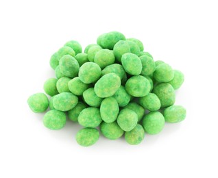Photo of Heap of wasabi coated peanuts isolated on white