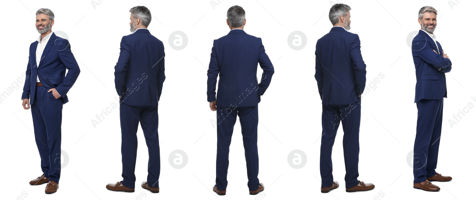 Image of Full-length portraits of businessman on white background, collage