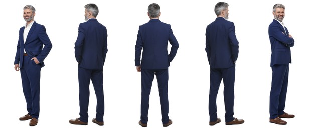 Image of Full-length portraits of businessman on white background, collage