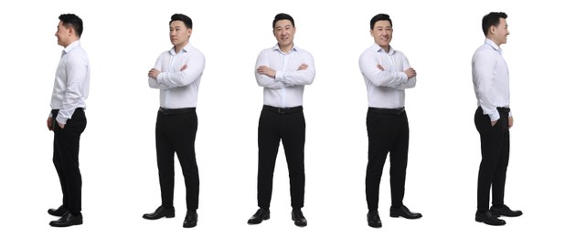 Image of Full-length portraits of businessman on white background, collage