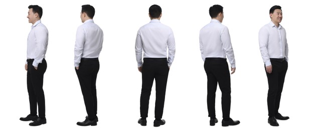 Image of Full-length portraits of businessman on white background, collage