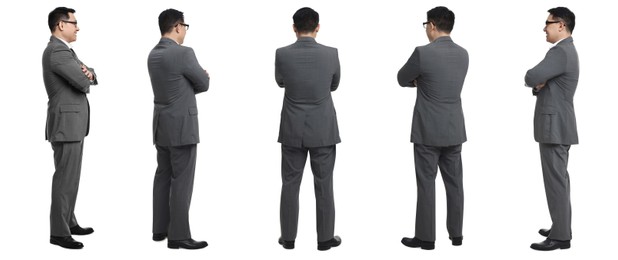Image of Full-length portraits of businessman on white background, collage
