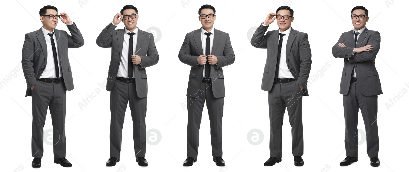 Image of Full-length portraits of businessman on white background, collage