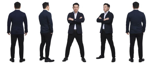 Image of Full-length portraits of businessman on white background, collage
