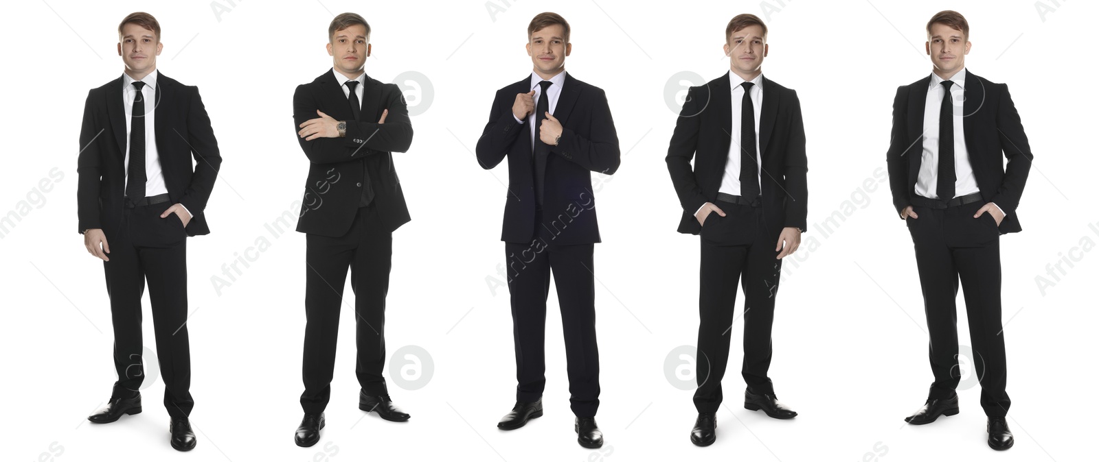 Image of Full-length portraits of businessman on white background, collage