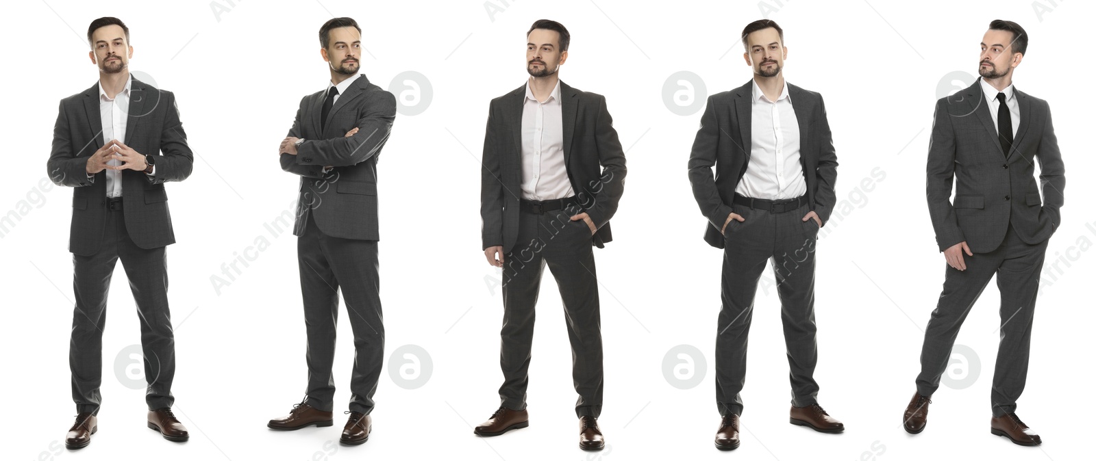 Image of Full-length portraits of businessman on white background, collage