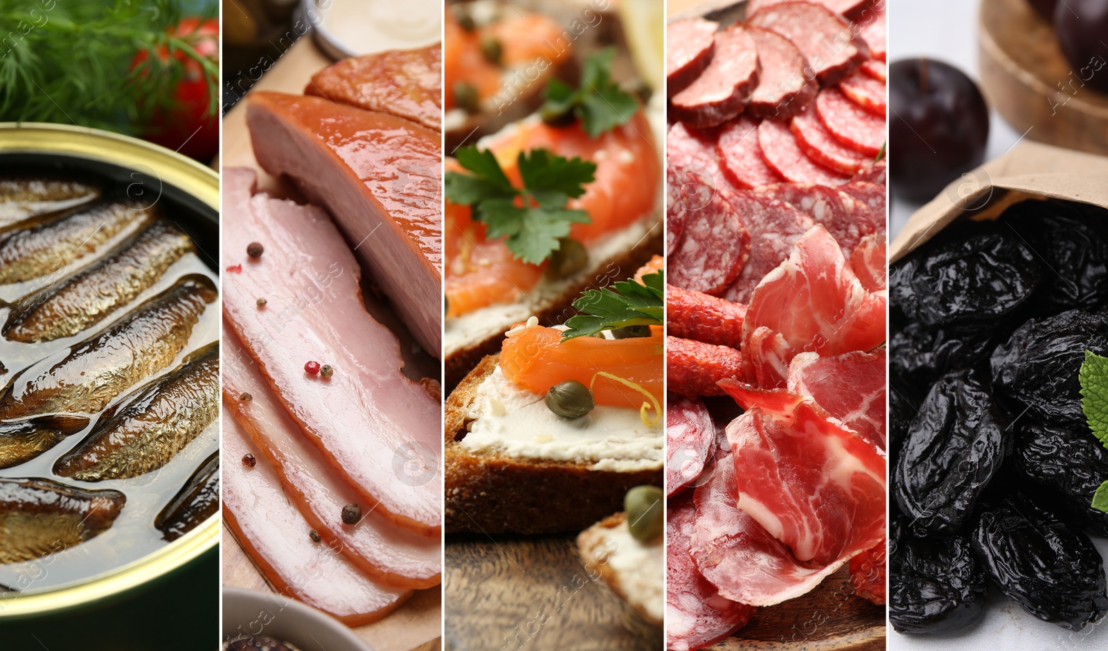 Image of Collection of different foods with smoky taste