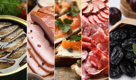 Image of Collection of different foods with smoky taste