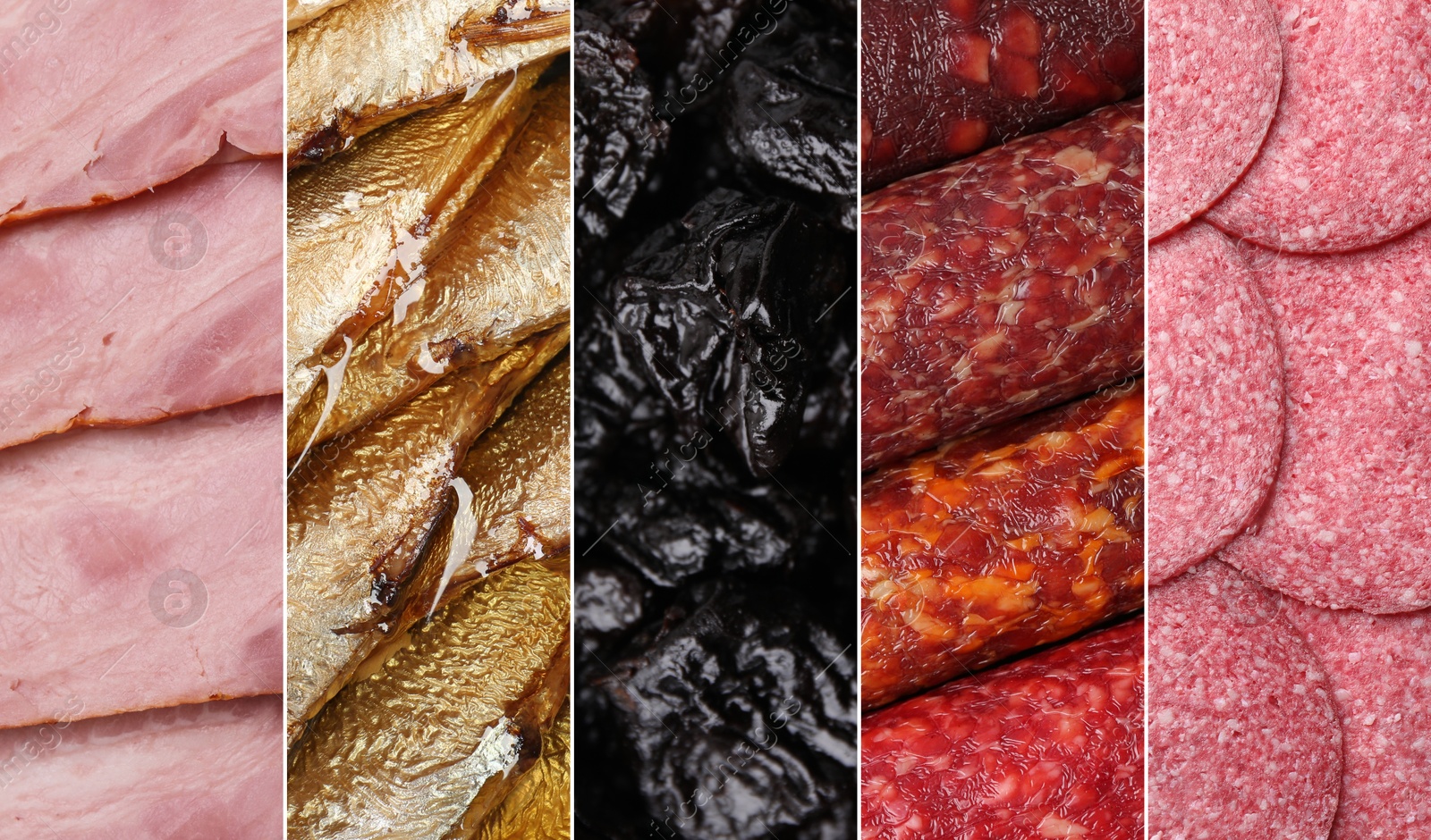 Image of Collection of different foods with smoky taste