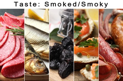 Image of Collection of different foods with smoky taste