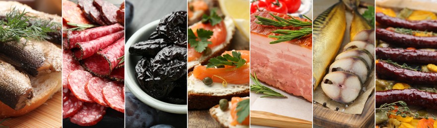 Image of Collection of different foods with smoky taste