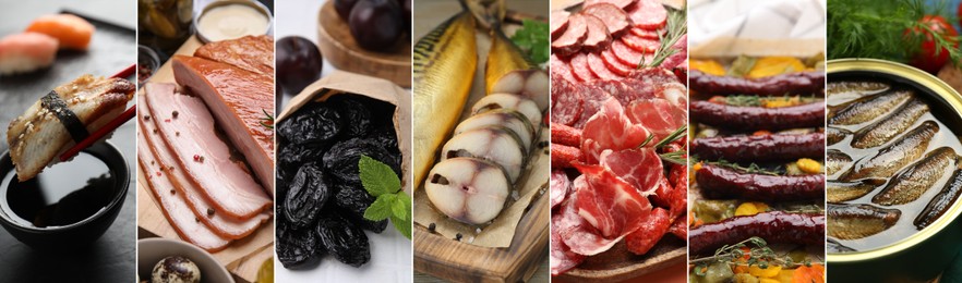 Image of Collection of different foods with smoky taste