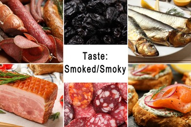 Image of Collection of different foods with smoky taste
