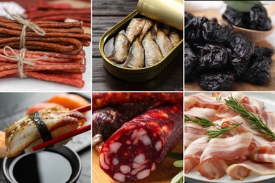 Image of Collection of different foods with smoky taste