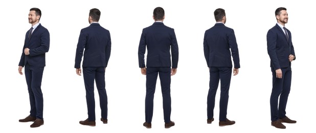 Image of Full-length portraits of businessman on white background, collage