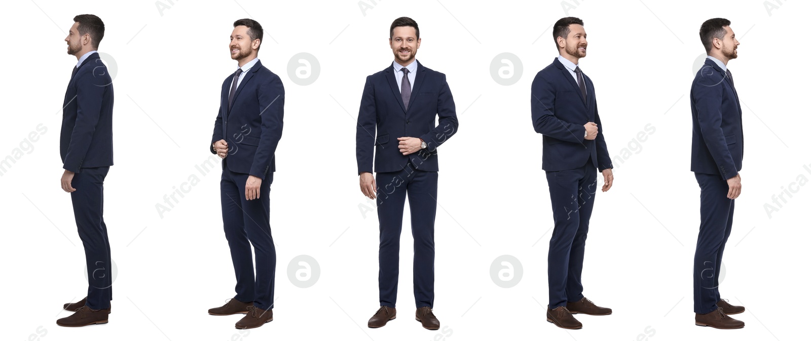 Image of Full-length portraits of businessman on white background, collage