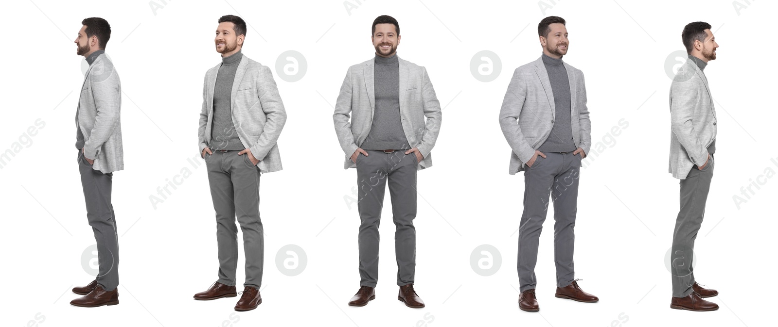 Image of Full-length portraits of businessman on white background, collage