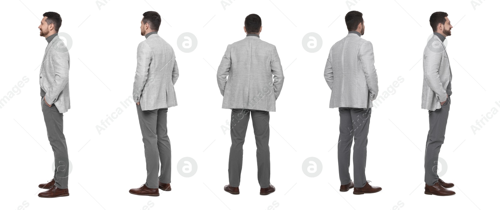 Image of Full-length portraits of businessman on white background, collage