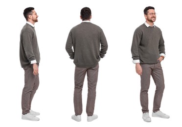 Image of Full-length portraits of man on white background, collage