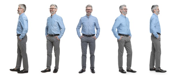 Image of Full-length portraits of businessman on white background, collage